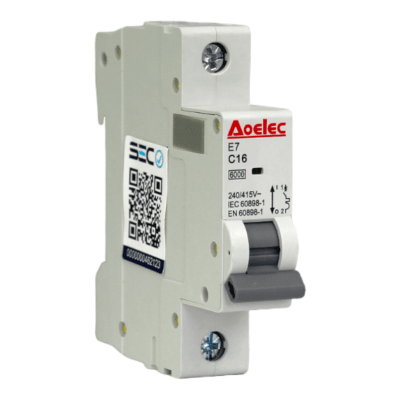 Interruptor Automático MCB 1P 16A Curva C 6kA Aoelec1