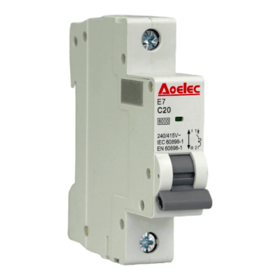 Interruptor Automático MCB 1P 20A Curva C 6kA Aoelec