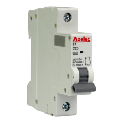 Automático 1x25A 6kA Curva C 240/415V E7 Aoelec
