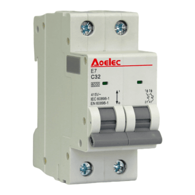 Interruptor Automático MCB 2P 32A Curva C 6kA Aoelec