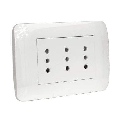 Toma Triple Compacto 10A 250V Blanco LEXO