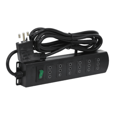 Alargador Con Int. 6 Puestos 3 Mts 2p+T 250V 10A Negro MEC1