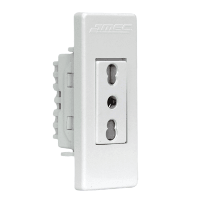 Tomacorriente Placa Mini 2p+T 10/16A Blanco ARIS MEC1