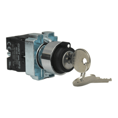 Selector 3 Posiciones (1-0-2) Metal Con llave 1NA+1NC CHINT