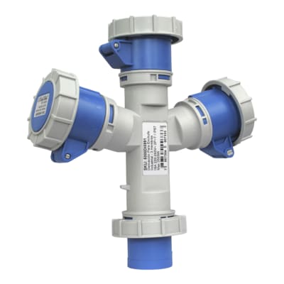 Derivacion Mult. Industrial 3 Hembras 2P+T 16A 220V IP67 Mec