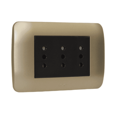 Toma Triple Compacto 10A 250V Café / Titanio LEXO