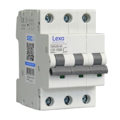Automático 3x20A 10kA Curva C 400V EBS3B-63 Lexo