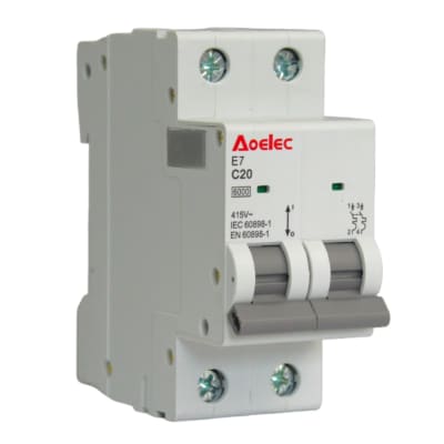 Automático 2x20A 6kA Curva C 240/415V E7 Aoelec1