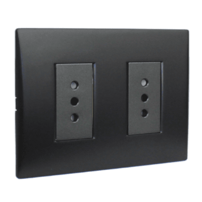 Toma Corriente Andes Doble 10A 250V BLACK Armado LEXO