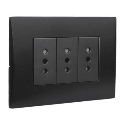 Toma Corriente Andes Triple 10A 250V BLACK Armado LEXO