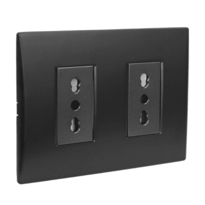 Toma Corriente Andes Doble 10/16A 250V BLACK Armado LEXO1