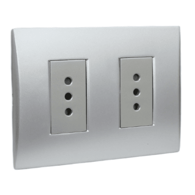 Toma Corriente Andes Doble 10A 250V SILVER Armado LEXO1