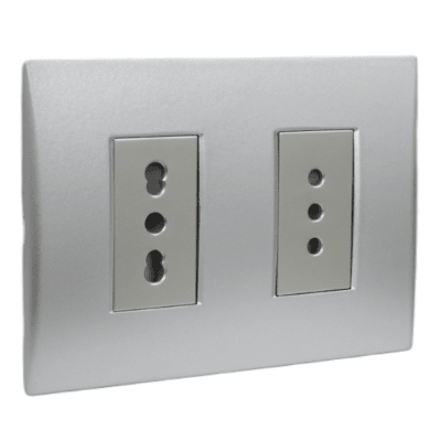 Toma Corriente Andes Doble 10A+ 10/16A 250V SILVER LEXO