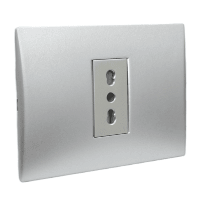 Toma Corriente Andes Simple 10/16A 250V SILVER Armado LEXO