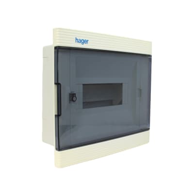 Tablero Plastico Embutido Hager L.H. 8cc P. Transp. (VF08TB)1