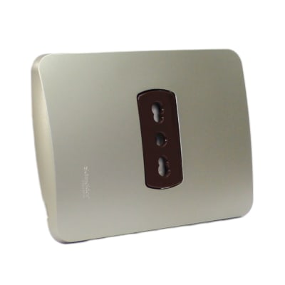 Tomacorriente 10/16A 250V 2P+T Miluz Dorado Schneider