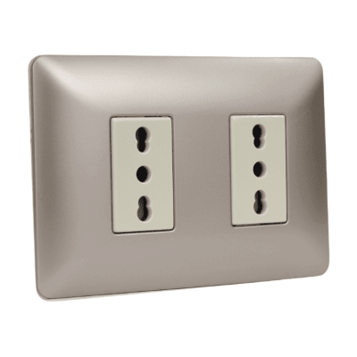 Tomacorriente doble 2p+t 10/16a 220v champagne 3920 STANFORD