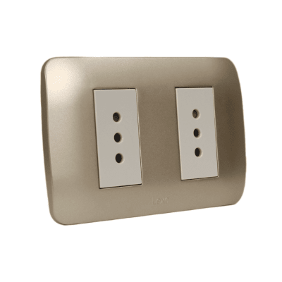 Toma doble 10a 250v Beige / Titanio LEXO1