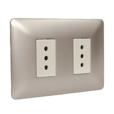 Tomacorriente doble 2p+t 10A 220V MTX Champagne STANFORD
