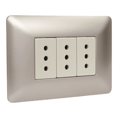 Tomacorriente triple 2p+t 10A 220V MTX Champagne STANFORD1