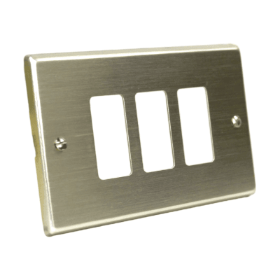 Placa 3 puestos con tornillo aluminio anodizado 8703