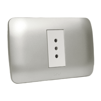 Toma simple 10a 250v blanco / plata LEXO1