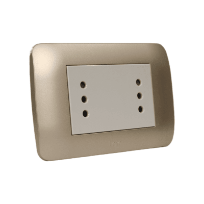 Toma Doble Compacto 10A 250V Beige / Titanio LEXO
