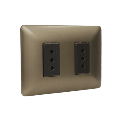 Tomacorriente doble 2p+t 10a 220v mtx cafe STANFORD