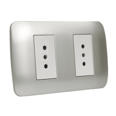 Toma doble 10a 250v blanco / plata LEXO1