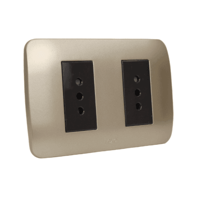 toma doble 10a café / titanio LEXO