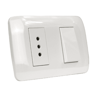 Interruptor 9/12 + toma 10a 250v Blanco LEXO