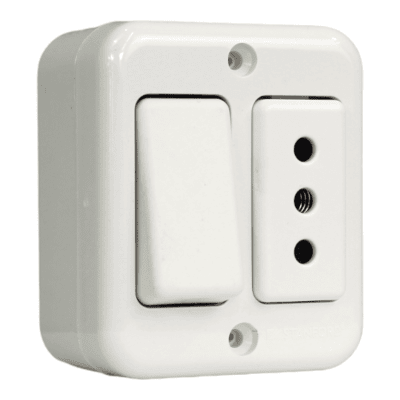 Casquete s/p interruptor 9/12 + enchufes simple 10A STANFORD