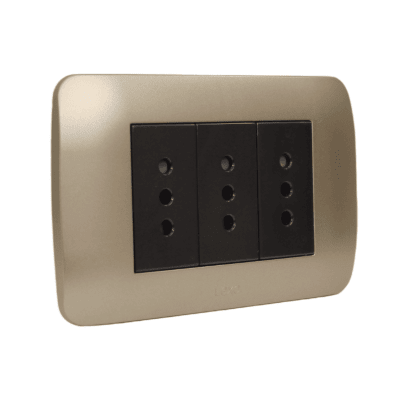 Toma triple 10a café / titanio LEXO1