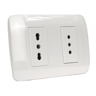 Toma doble 10a + 10/16a 250v Blanco LEXO