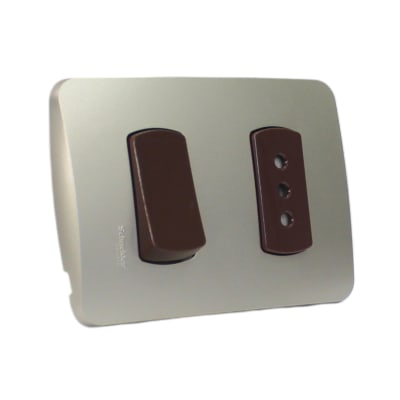 Interruptor 9/12 + Toma 10A 250V Miluz Dorado Schneider1