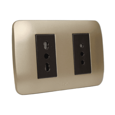 Toma Doble 10A + 10/16A 250V Cafe / Titanio LEXO1