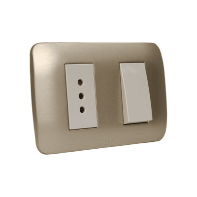 Interruptor 9/12 + Toma 10A 250V Beige / Titanio LEXO
