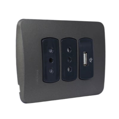 Tomacorriente Doble 10A/250V+ USB 5V Miluz Grafito Schneider1