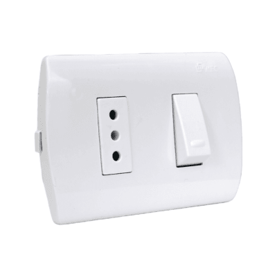 Interruptor Simple 9/12 + Toma 10A 220V  Aris Mec Ref Certificado
