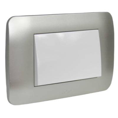 Interruptor Conmutador 9/24 Teclon 73mm10A Blanco/Plata LEXO