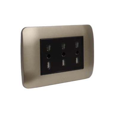 Toma Corriente TRIPLEX 10/16A 250V Café/Titanio Armado LEXO