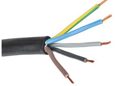 Cordón Multipolar RV-K 5x4mm XLPE/PVC 0.6/1KV x Mts 90°