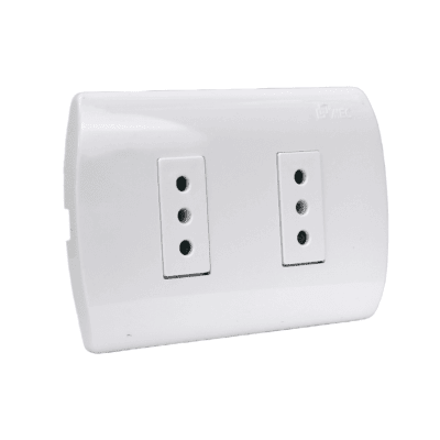 Tomacorriente Doble Compacto 10A 250v Armado Mec Aris