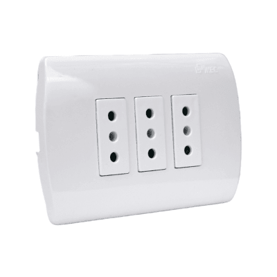 Tomacorriente Triple Compacto 10A 250v Armado Mec Aris