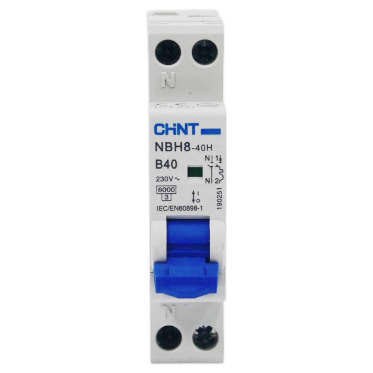 Interruptor Automático 1P+N 40A 6kA Curva B NBH8-40H Chint