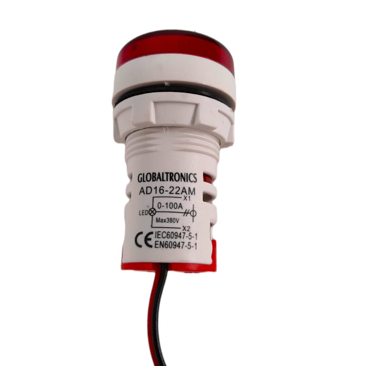 Amperímetro LED Redondo 22mm - Rango 0-100A, Para Equipos Industriales