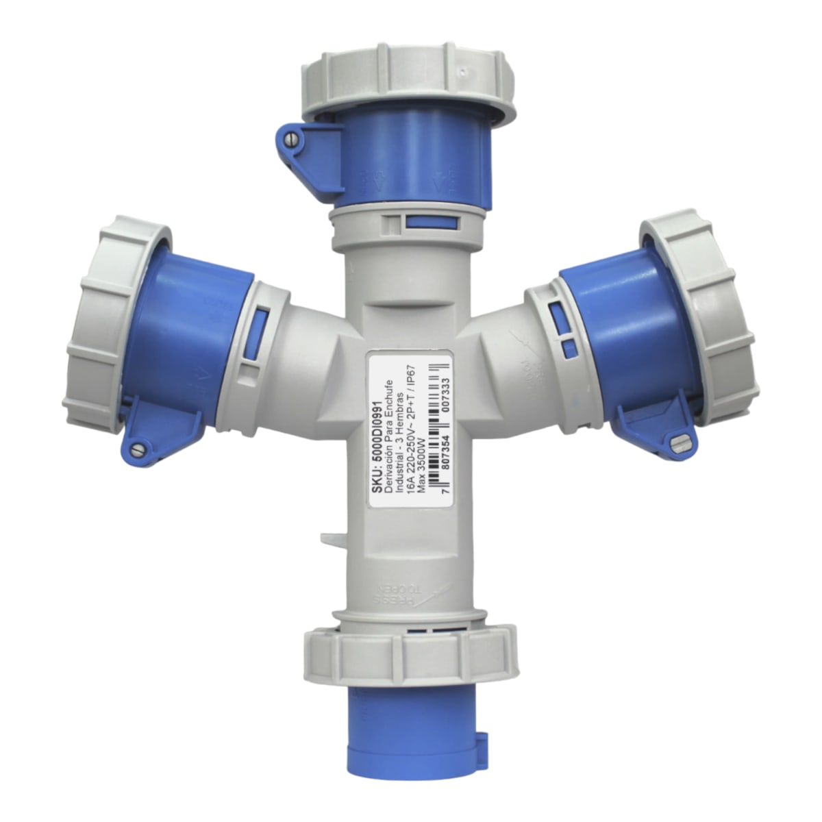 ydm　3点 Derivacion Mult. Industrial 3 Hembras 2P+T 16A 220V IP67 Mec