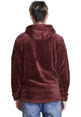Coral Fleece Hoodie Rusty Hombre Acuri Rojo
