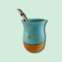 MATERO CERAMICA Y MADERA CELESTE