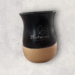 MATERO CERAMICA Y MADERA NEGRO